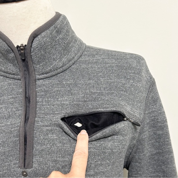 Prana Heather Grey 1/4 Zip Bryce Knit Fleece Lined Pullover Long Sleeve Large - Picture 6 of 14